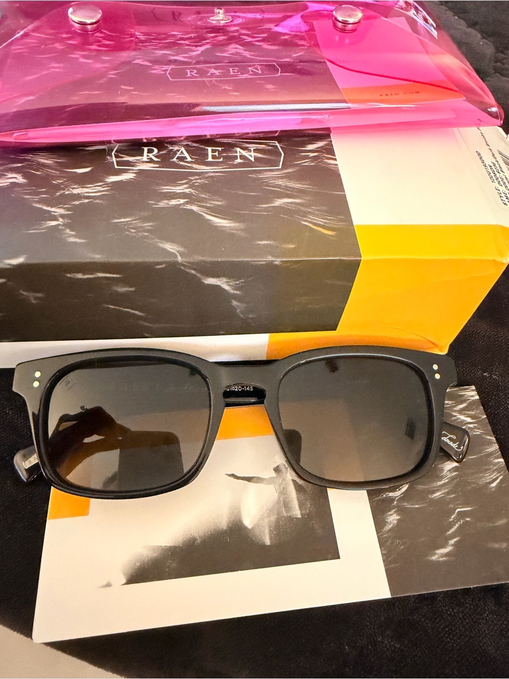 RAEN Matte Black Square Sunglasses with Dark Lenses